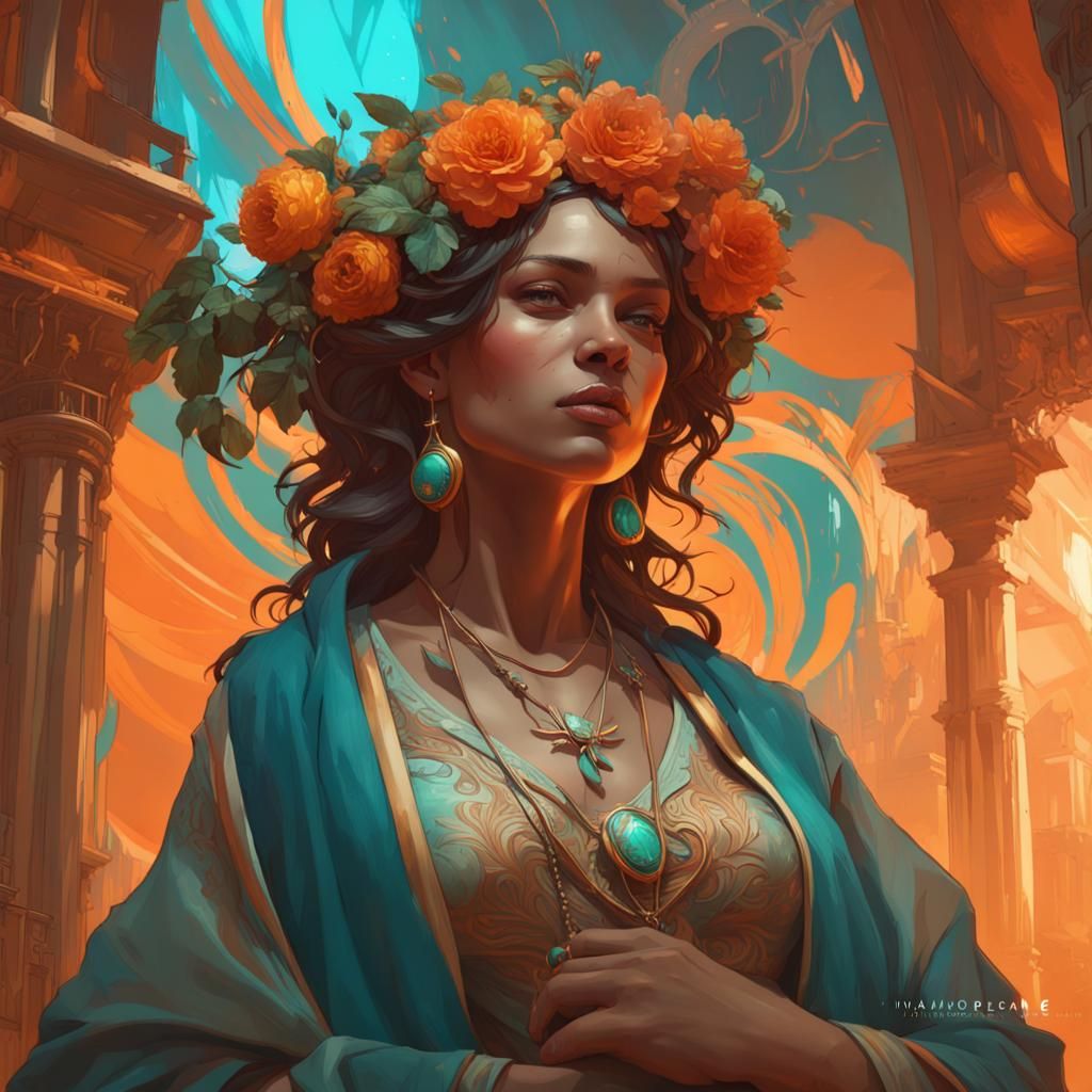 Penelope Drives Away Suitors: Art Nouveau Concept Art