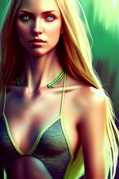 Beautiful Fit Woman Portrait in Hyperdetailed Style