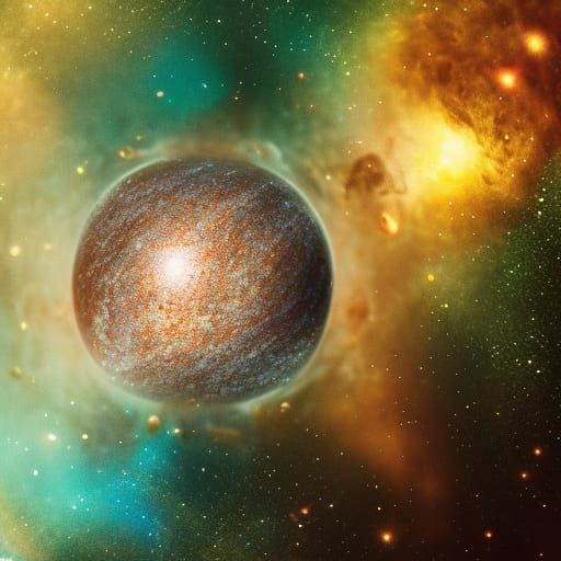 Hydrogen Atom in Galaxy, Hyperrealistic Detailed Art