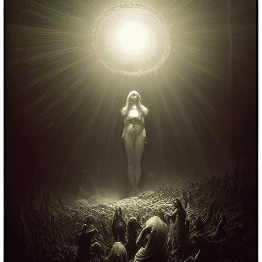 Horrific Science Engraving in Doré Style