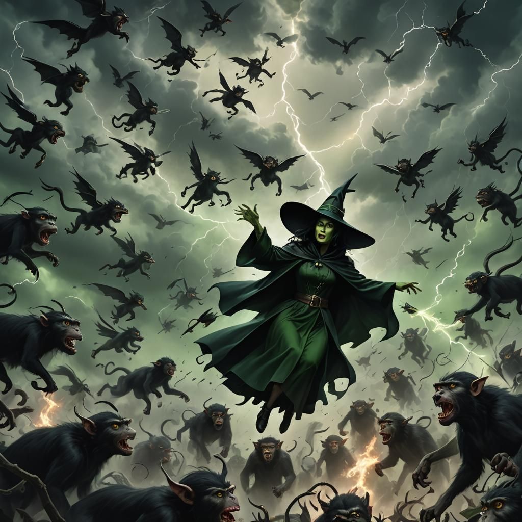 Wicked Witch Ascends in Dark Fantasy Art
