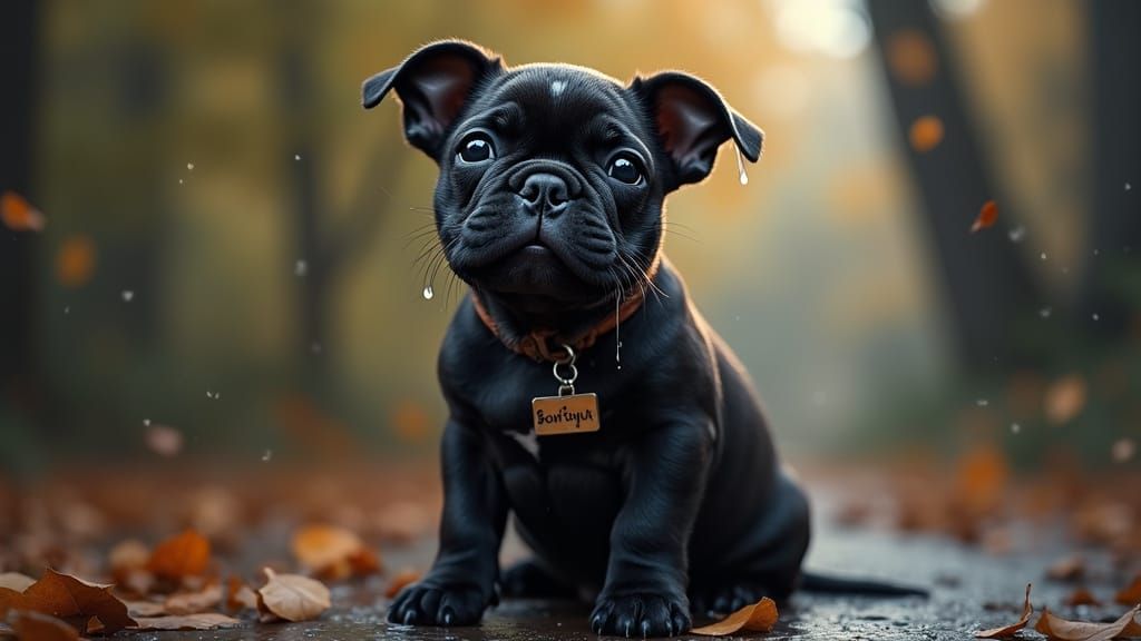 Sorrowful Puppy in Digital Art Style