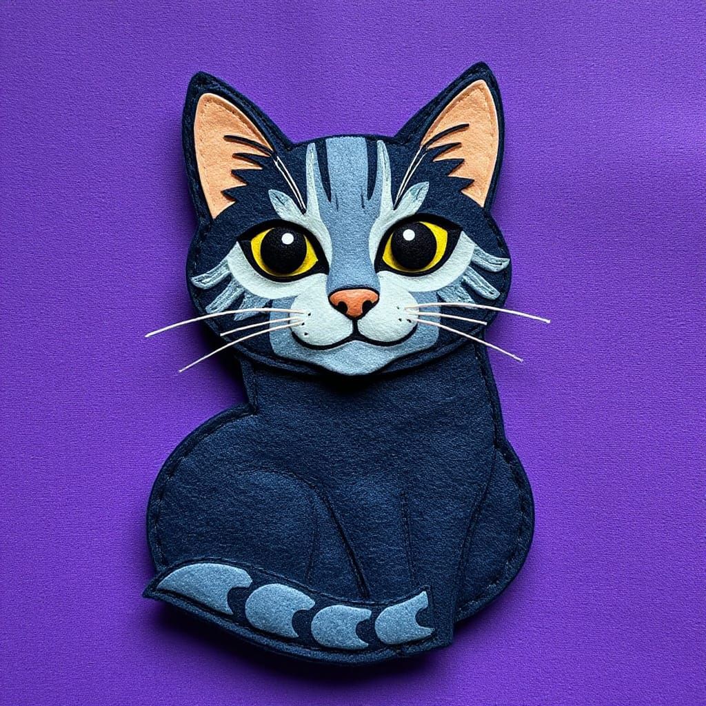 Felt Layered Cat Sculpture