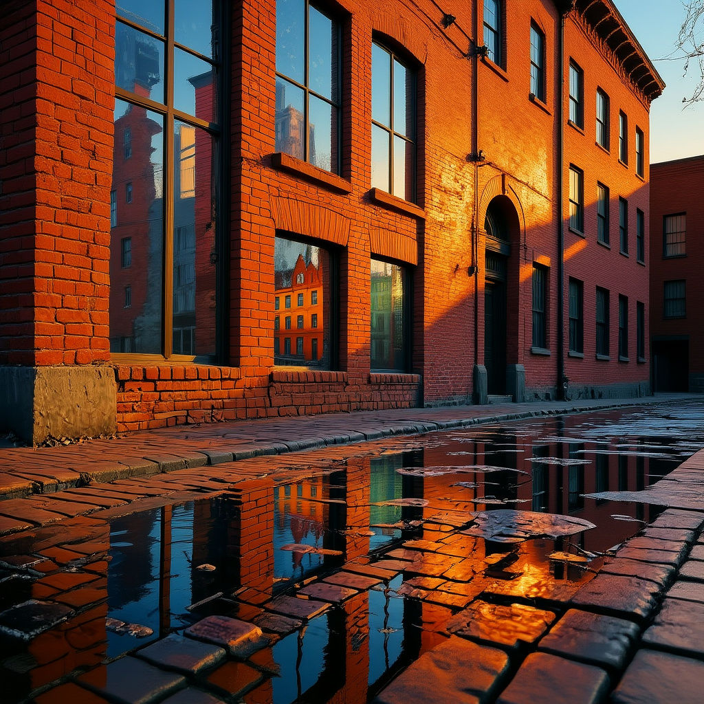 A large tapestry hanging on the side of an old  warn down br...