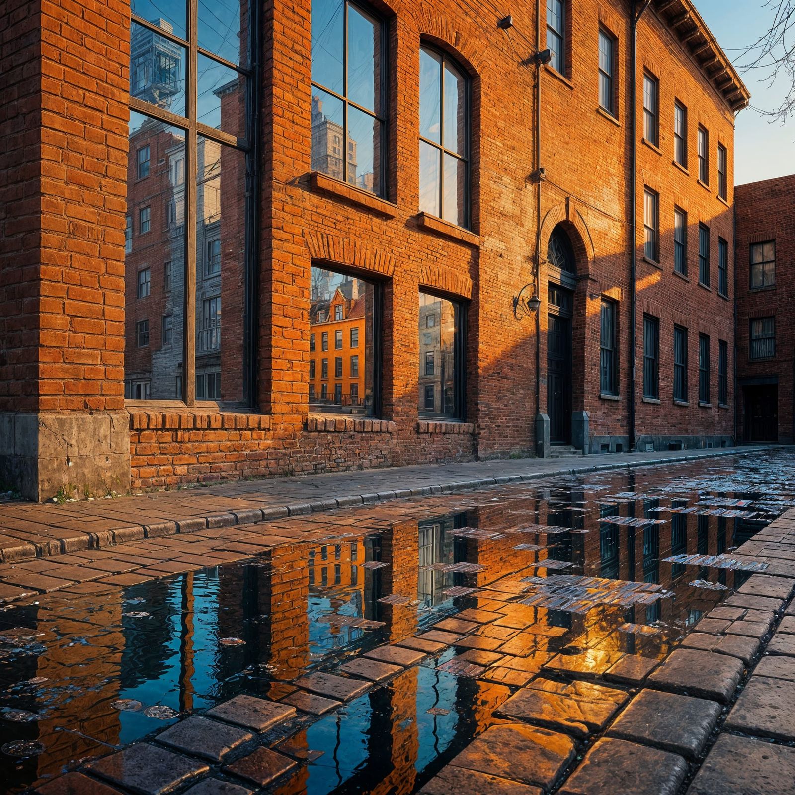 A large tapestry hanging on the side of an old  warn down br...