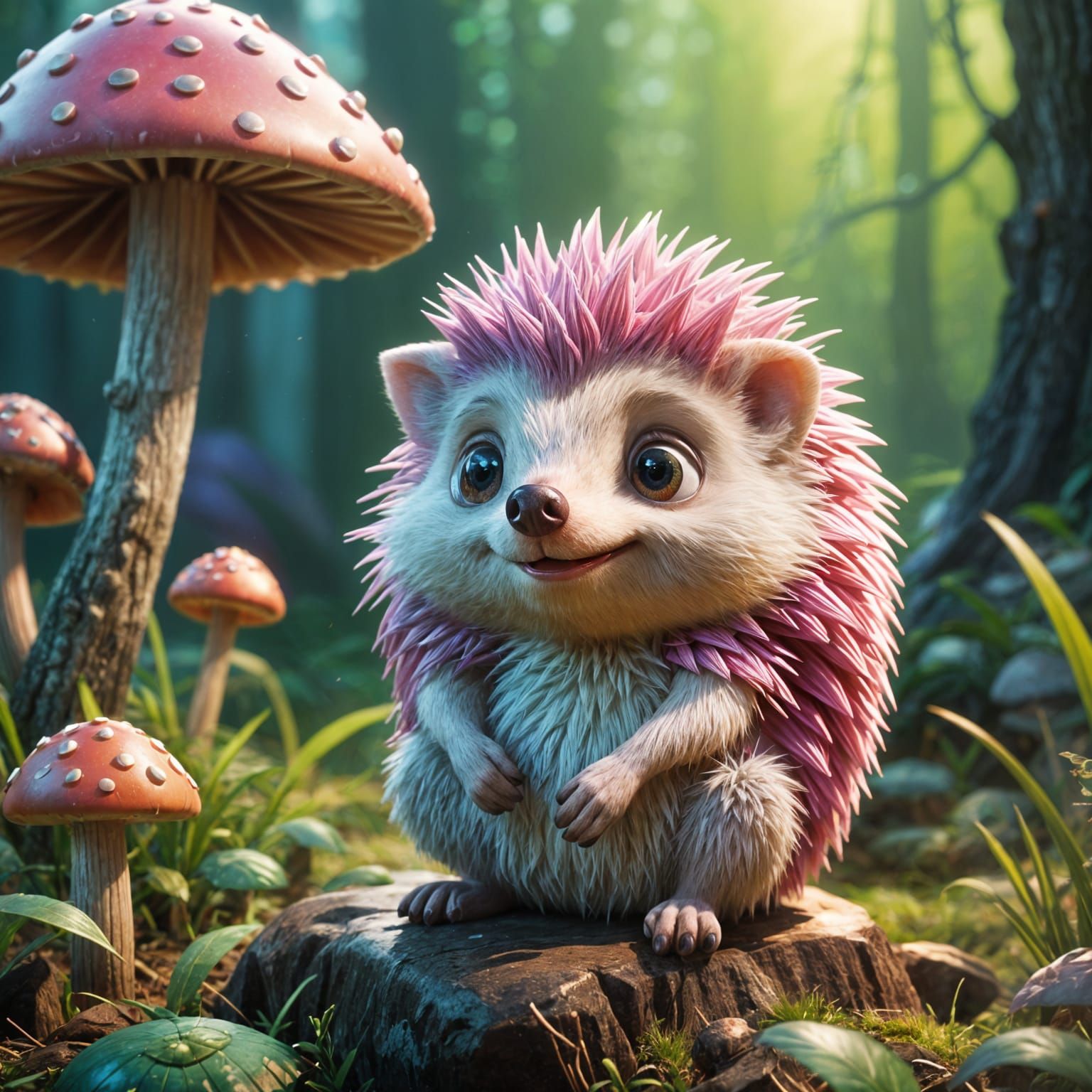 Cute Pink Hedgehog Concept Art in Vibrant 3D Style