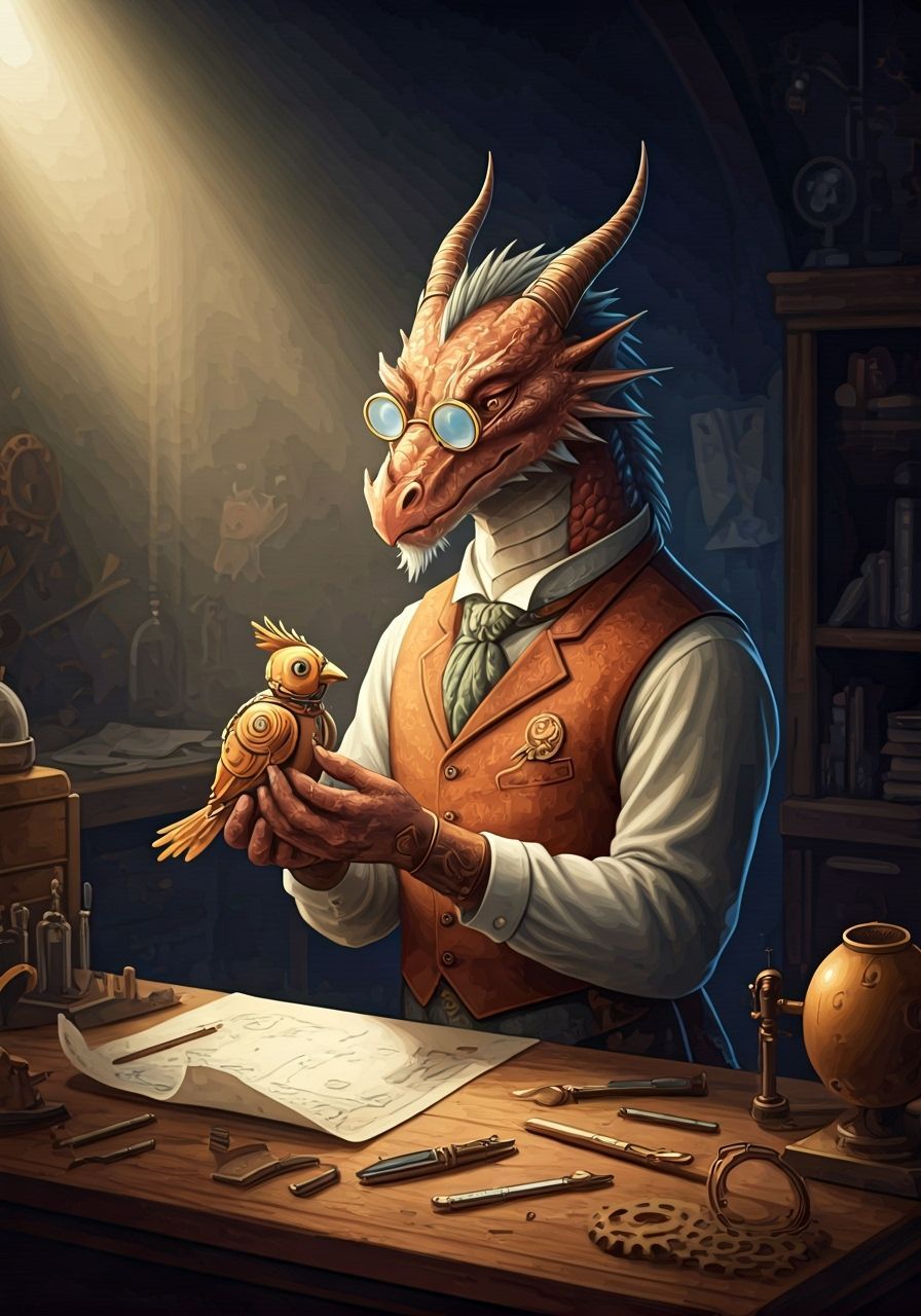 Wise Dragon Inventor Examines Mechanical Bird