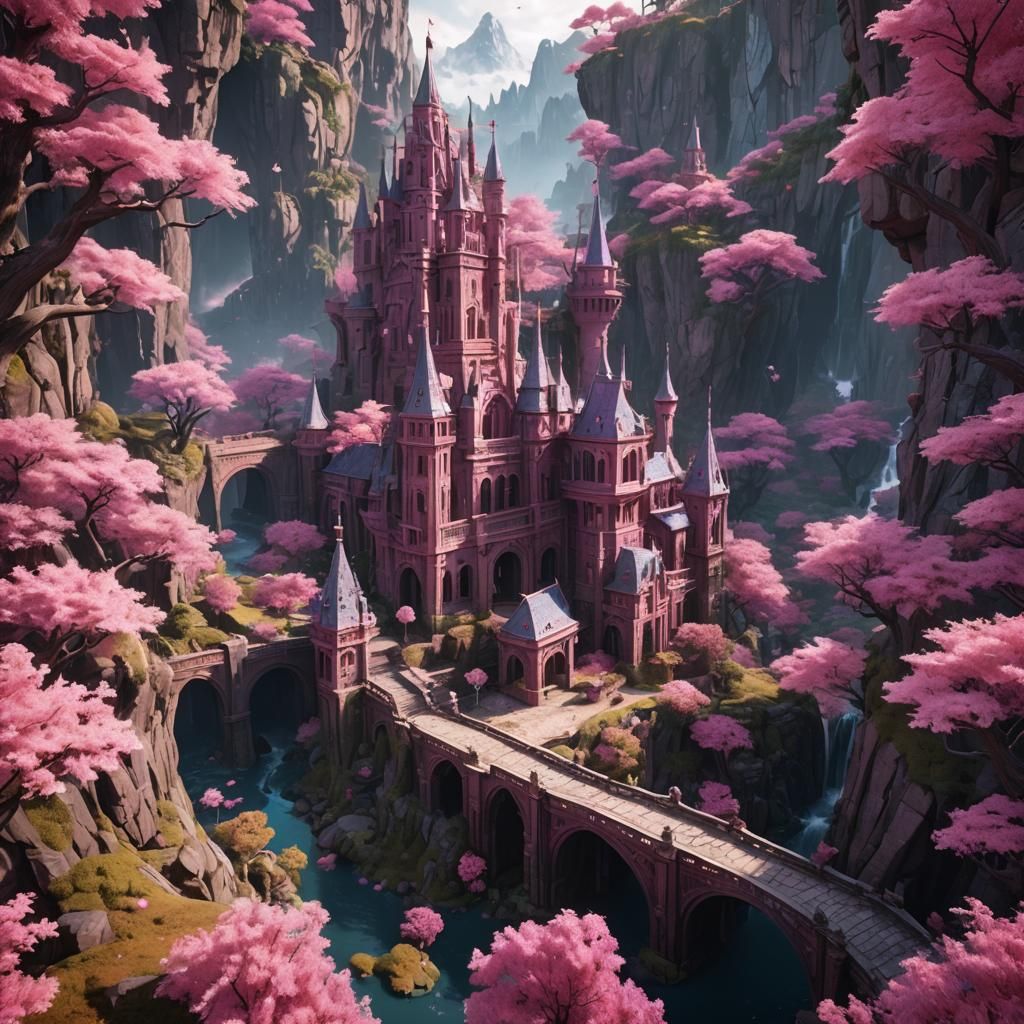 Fantastical Pink World: Detailed Matte Painting