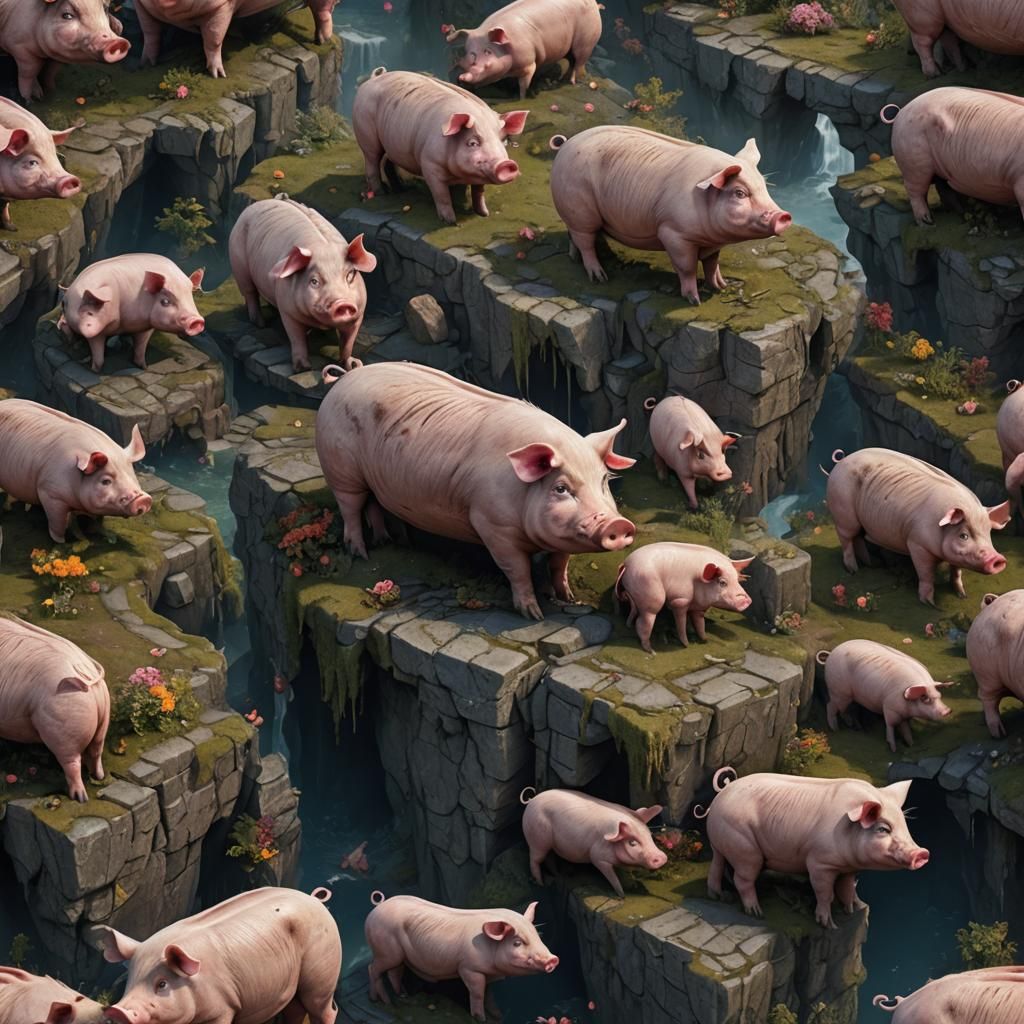 Fantastical Pig in Detailed Matte Painting