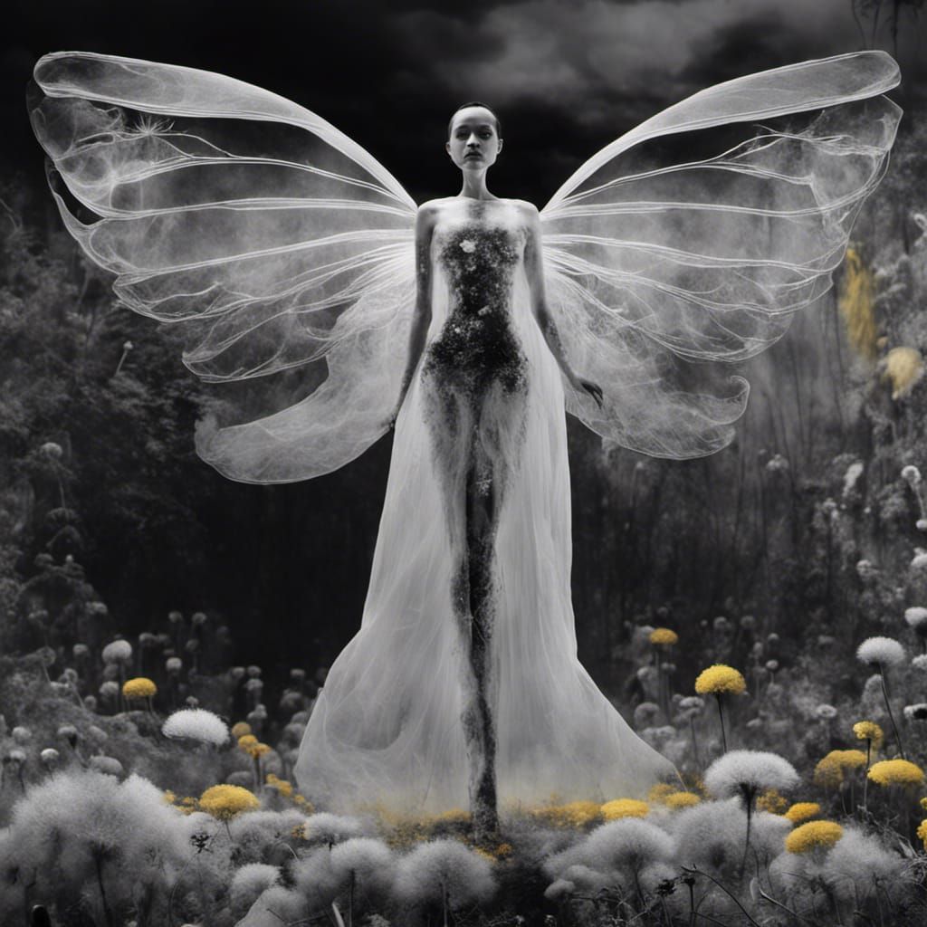 Fairies in a Dandelion Dreamscape, Surreal Art