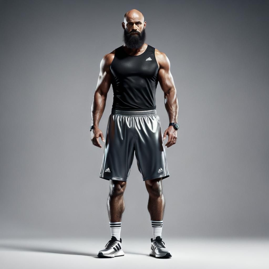 Hairy Athlete in Silver Boxer Shorts, 8K