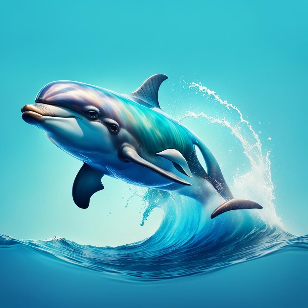 Dolphin Boat Sails the Sea: Hyperrealistic Splash Art