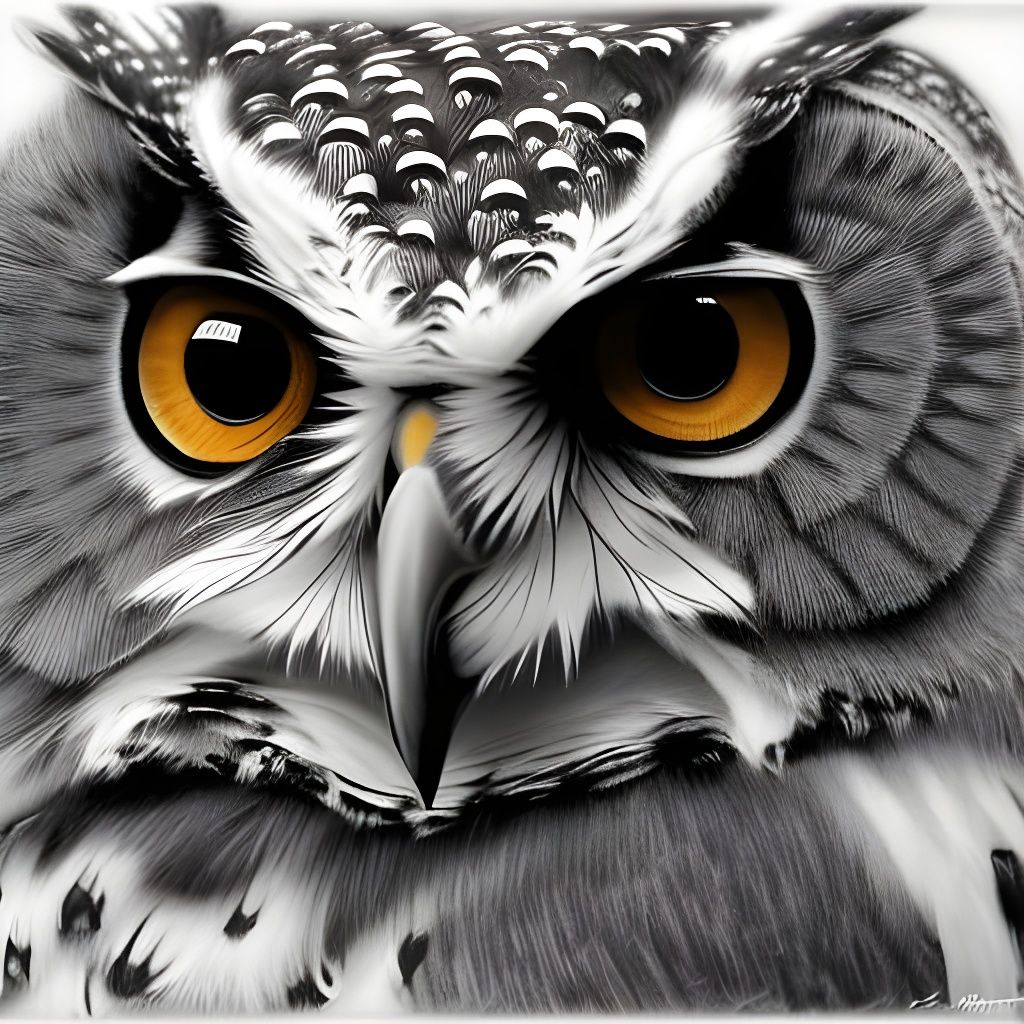 Pencil Drawing on an Owl