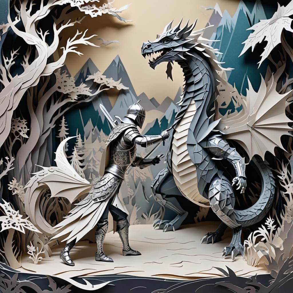 Knight vs. Dragon in Pop-Up Book Fairytale
