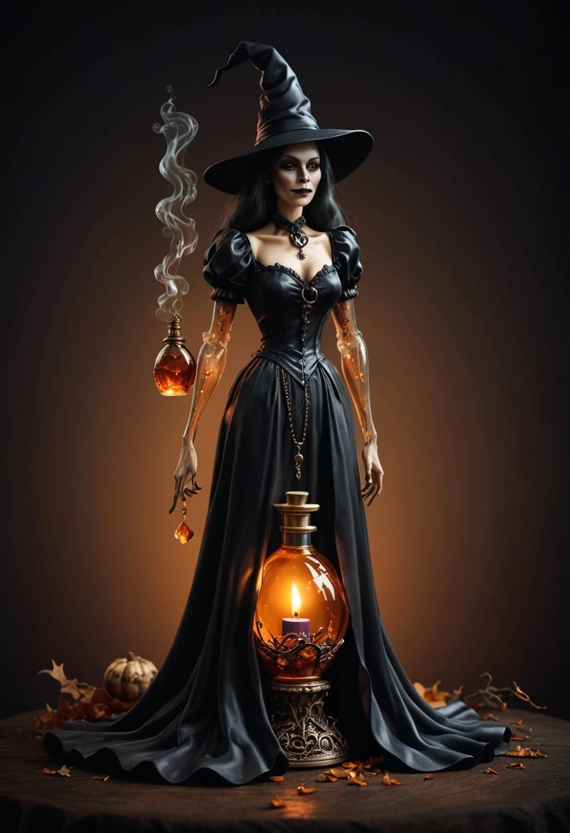 Perfume Bottle Witch: A Photorealistic Image