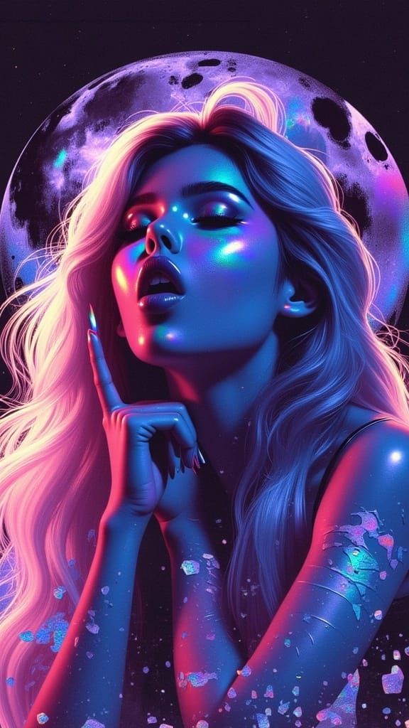 <lora:GlitchFoilFlux:1.0> Beautiful 3D hologram. Smooth blur motion The girl cheers you and blows a kiss.