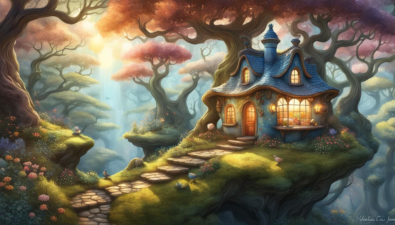 Whimsical Teapot House in Magical Forest