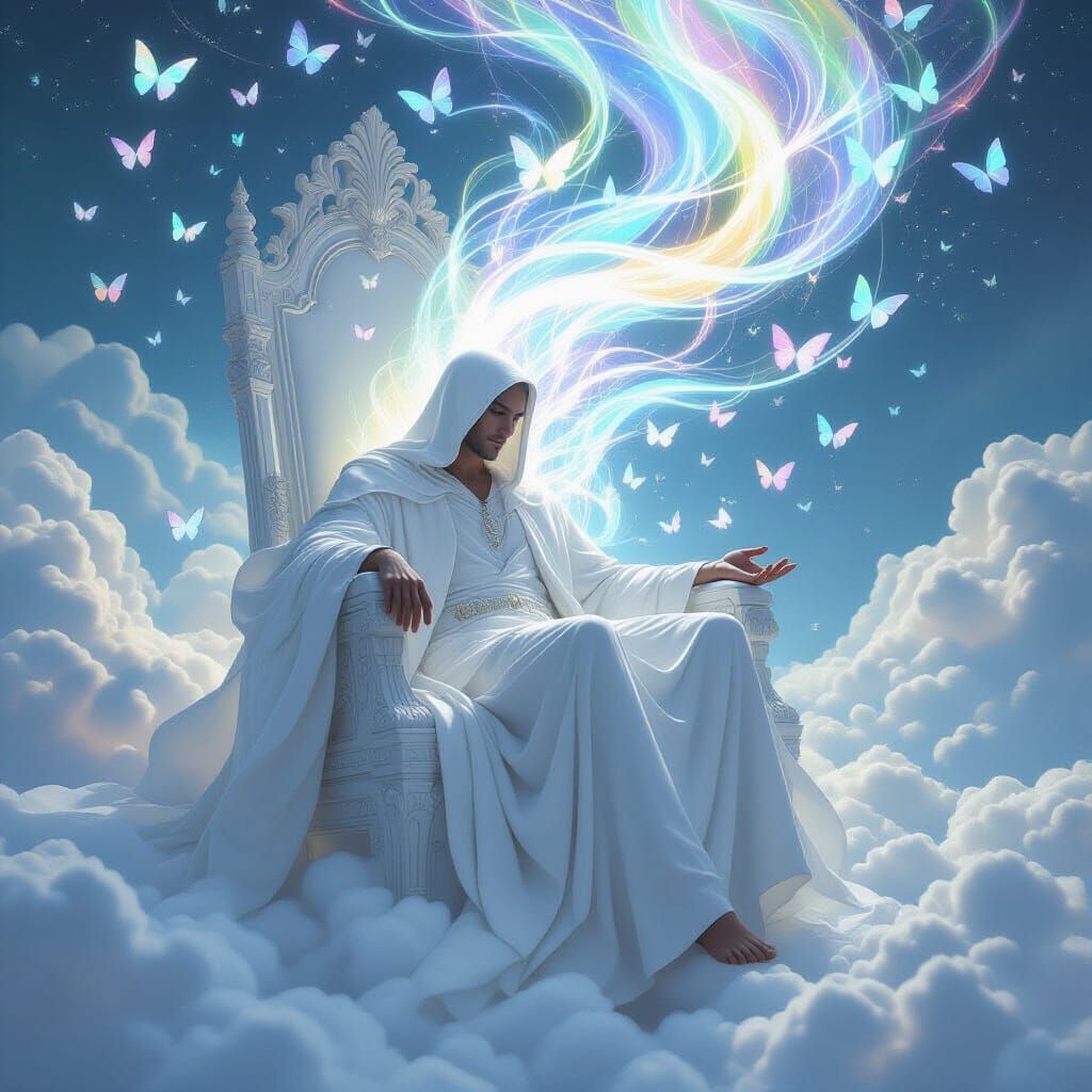 Immortal Being on Cloud Throne: Surreal Dreamscape