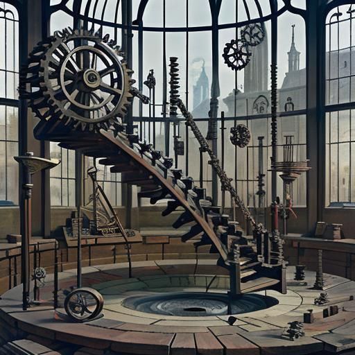 Complex Mechanical Contraption in Steampunk Style