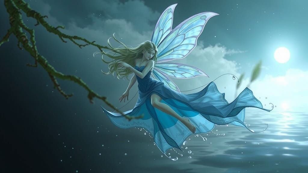 Ethereal Waterborne Fairy on a Moonlit Lake
