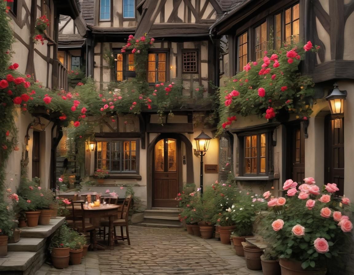 Enchanting Rose-Covered Alley at Dusk