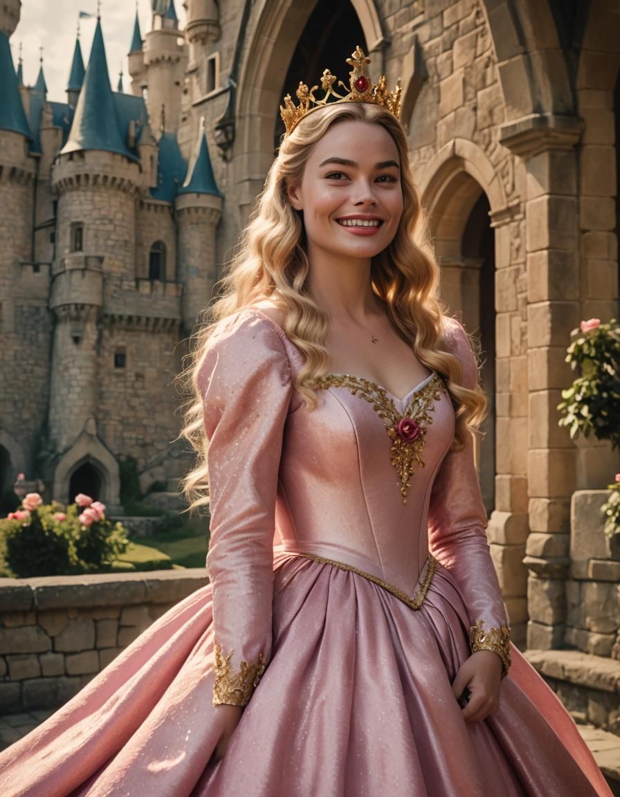 Margot Robbie as Princess Aurora: Cinematic Film Still