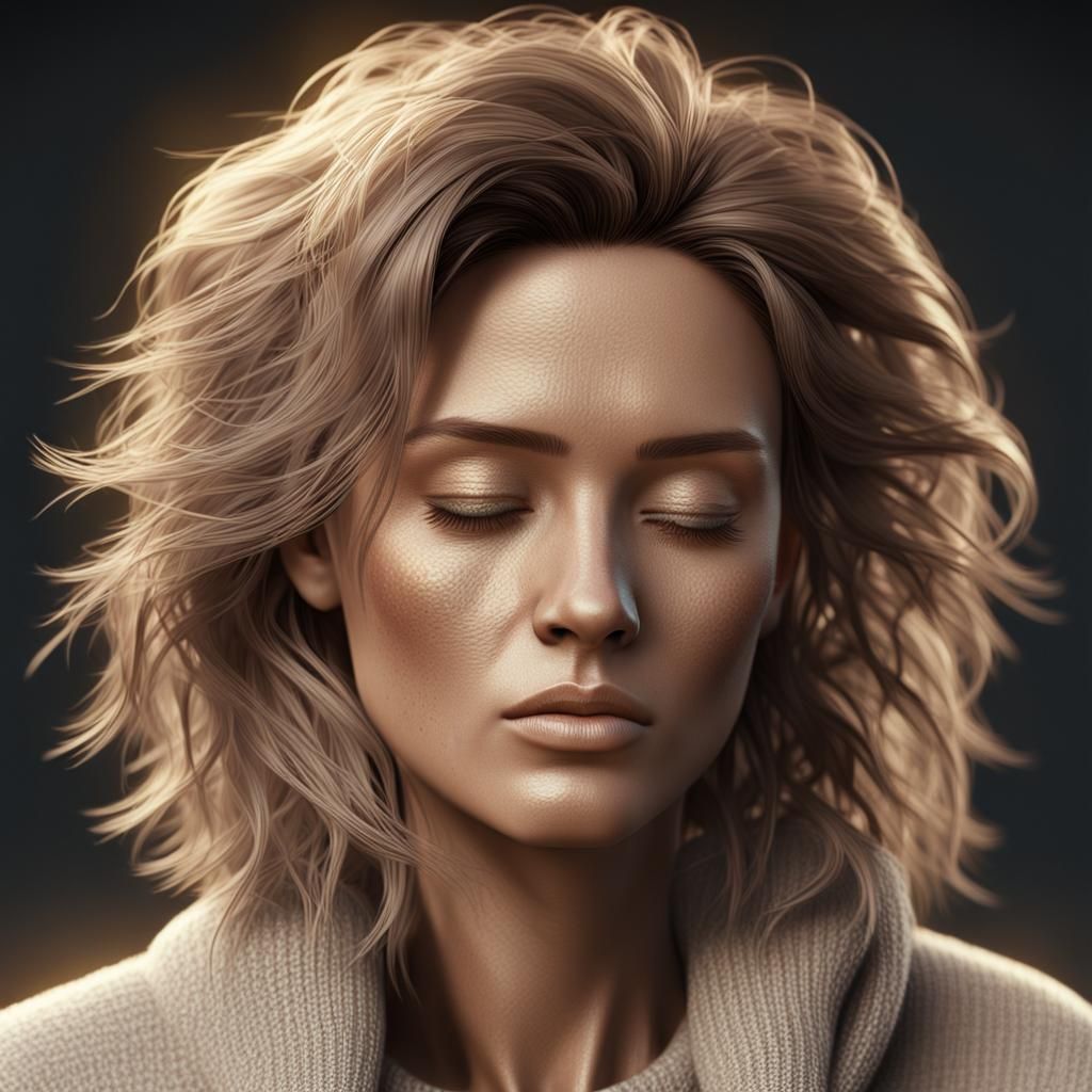 Sleepy Female Portrait in V-Ray 3D Rendering