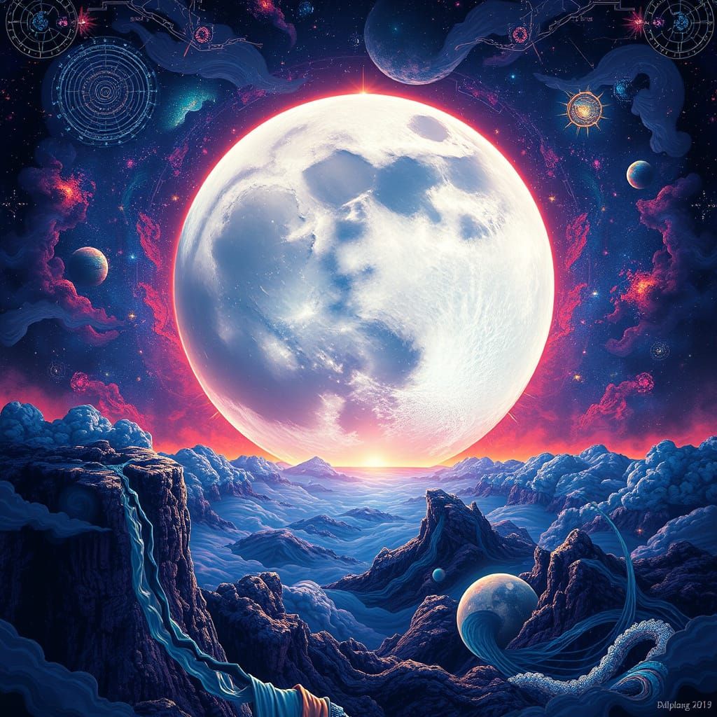 Gigantic Full Moon Rises Over Cosmic Horizon