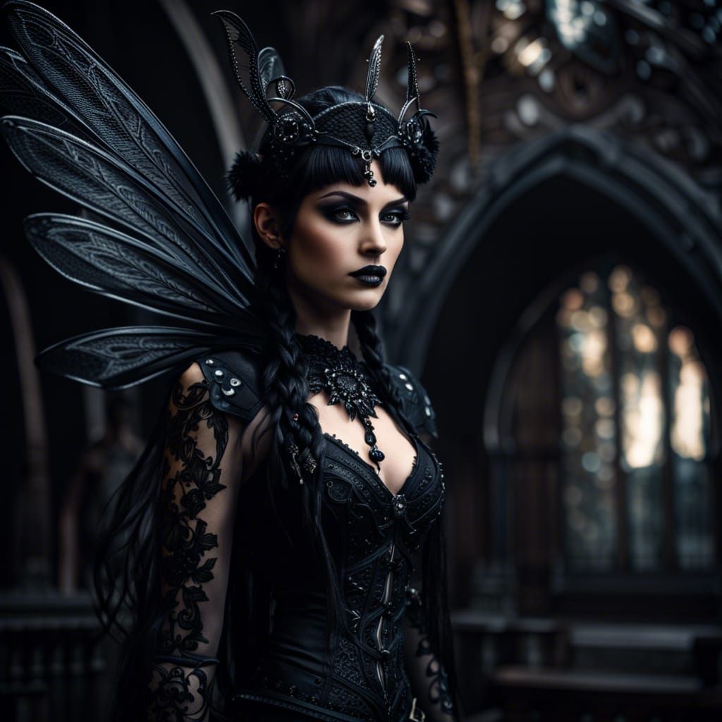 Badass Goth Fairy in Hyperrealistic Detail
