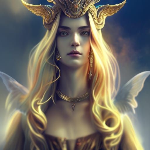 Angelic Male Portrait with Gold Accessories