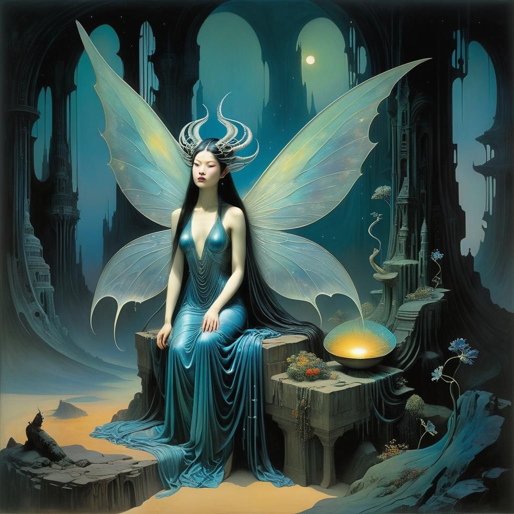 Asian North Star in Surreal Art Nouveau Style