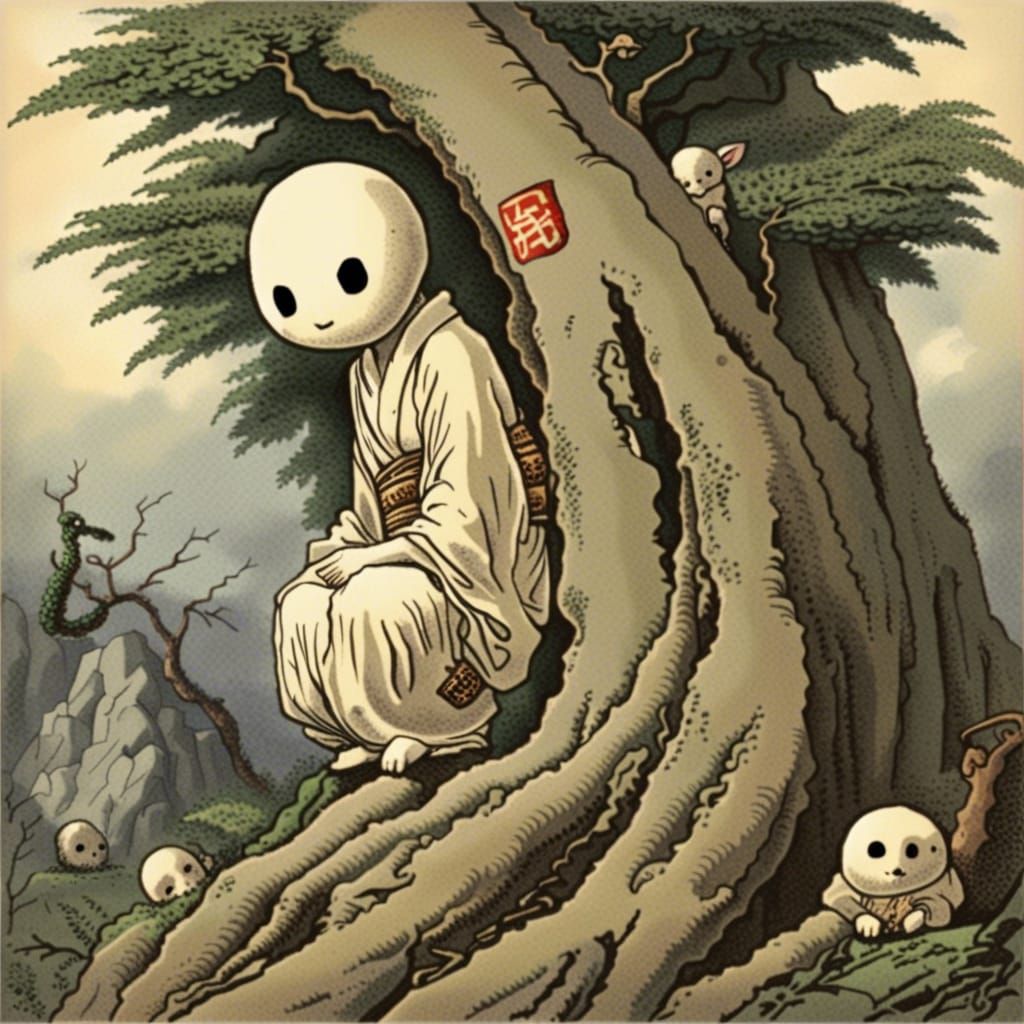 Kodama: Ancient Tree Spirits in a Digital Painting