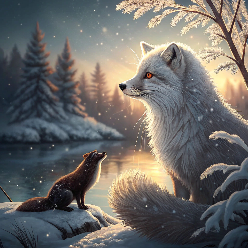 Fox and Otter Frolic in Winter Wonderland