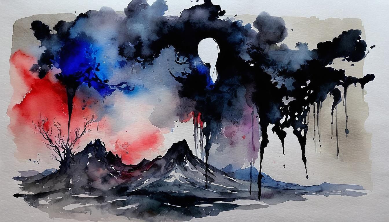 Mysterious Fantasy Watercolor Synesthesia Ink Painting
