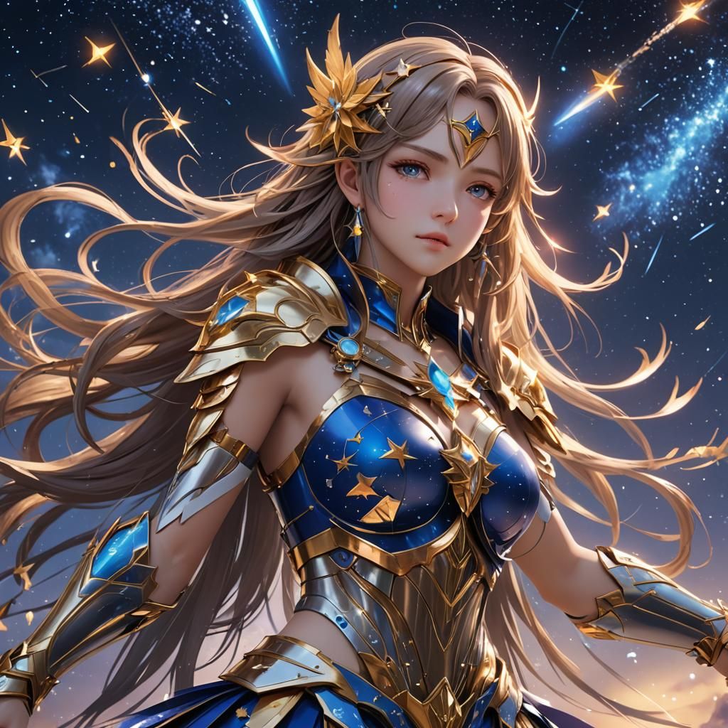 Asteria: Titan Goddess of Shooting Stars in 3D Anime Art