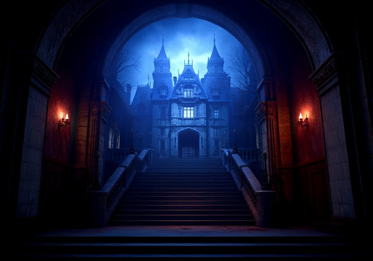 Hyperrealistic Haunted Castle Inspired by Hitchcock