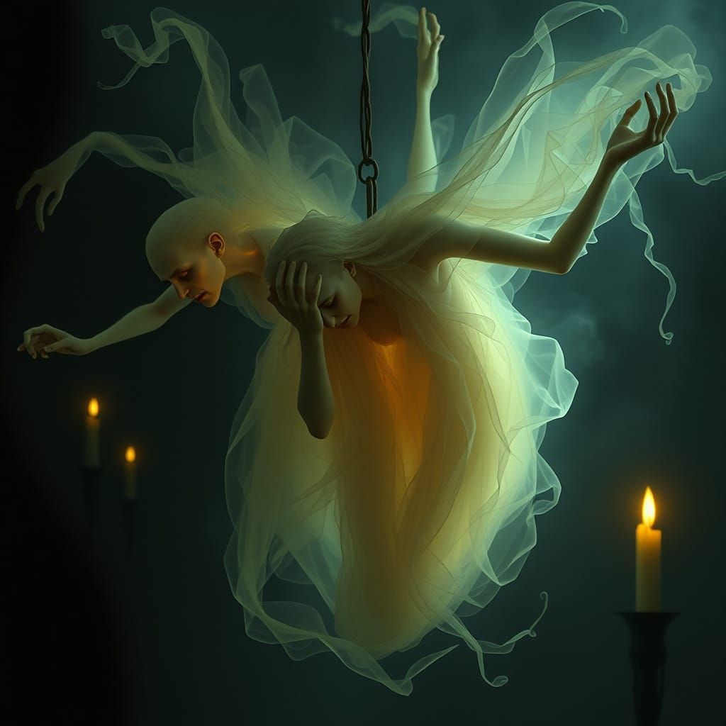 Surreal Trapped Souls in Eerie, Mystical Atmosphere