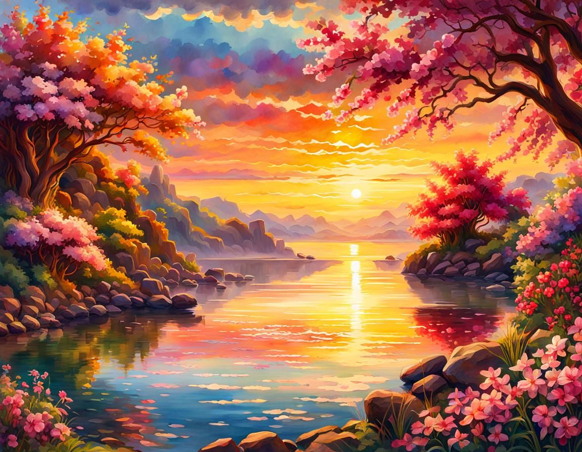 sunset on the garden