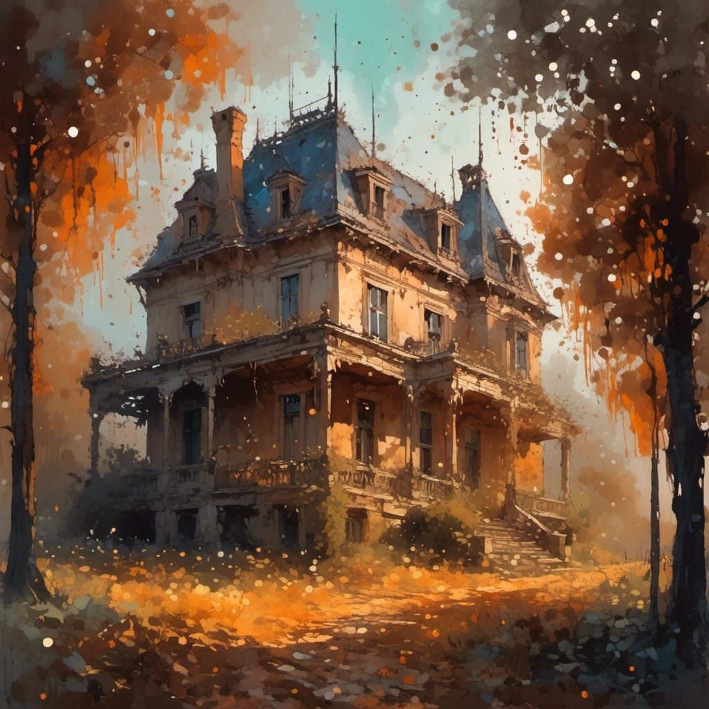 <lora:Moonglow:1.0> A brown crystal mansion