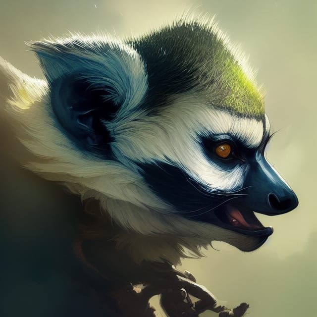 Hyperdetailed Portrait of King Julian, Lemur Leader