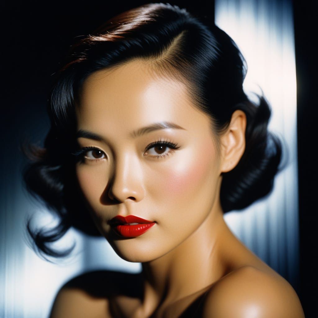 Sultry Film Noir Pin-Up in Vibrant Ektachrome