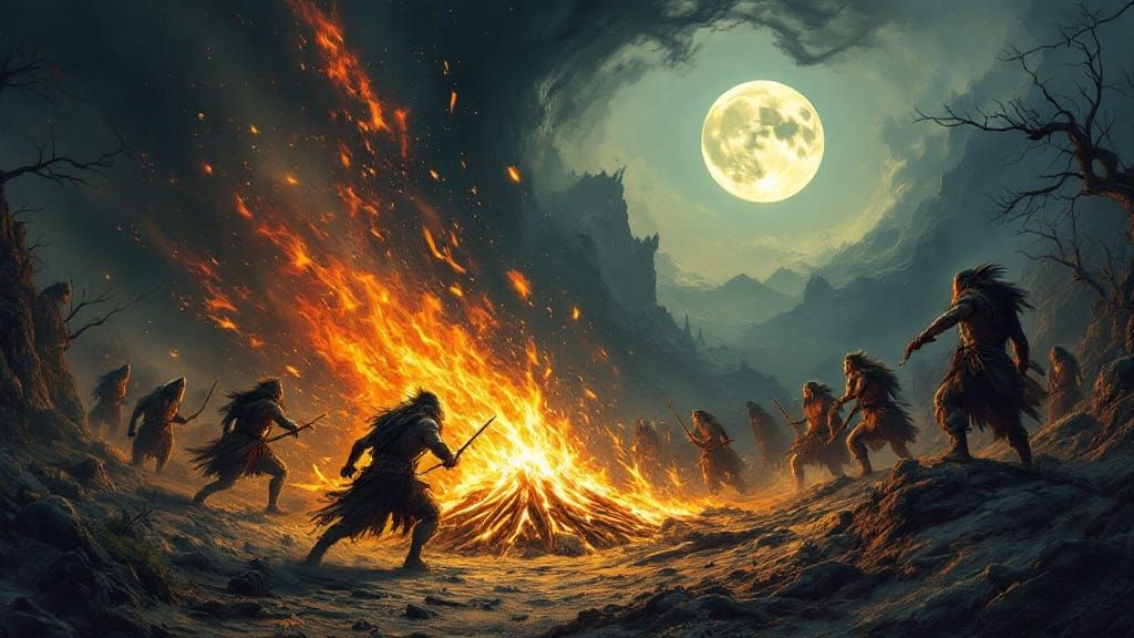 Ancient Warriors Defend Sacred Fire in a Swirling Vortex of...