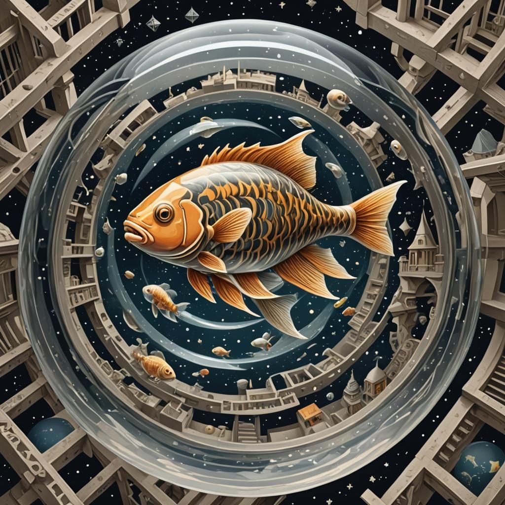 Fish in Escher Space: Illusionistic Digital Art