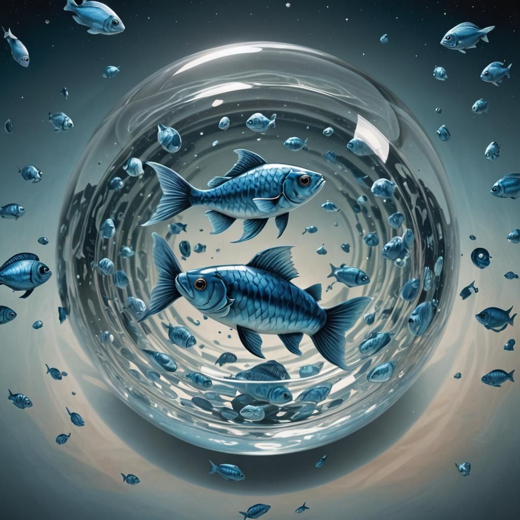 Surreal Fishbowl Floating in Deep Space