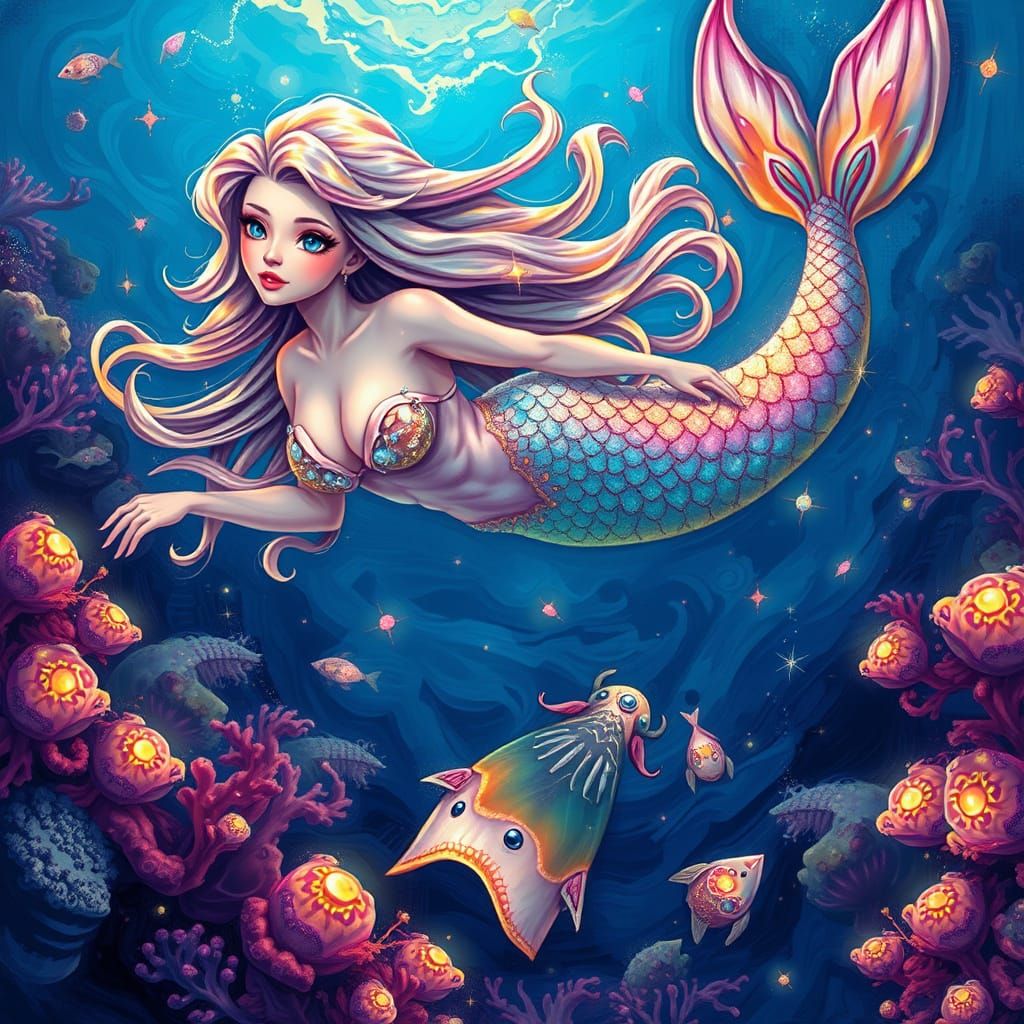 Iridescent Mermaid in Oceanic Paradise