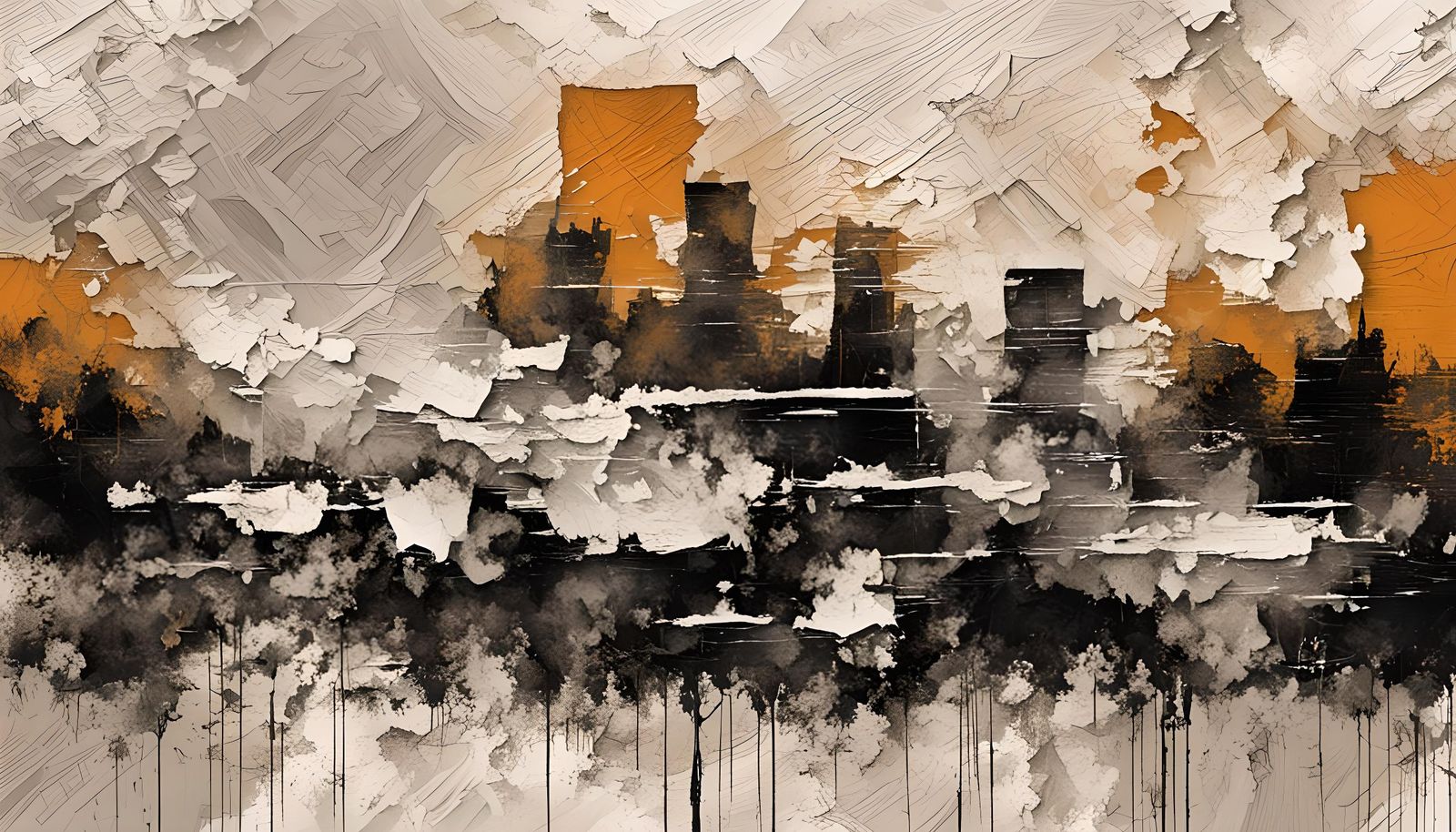 Textured Abstract Design with Impasto and Distressed Lines