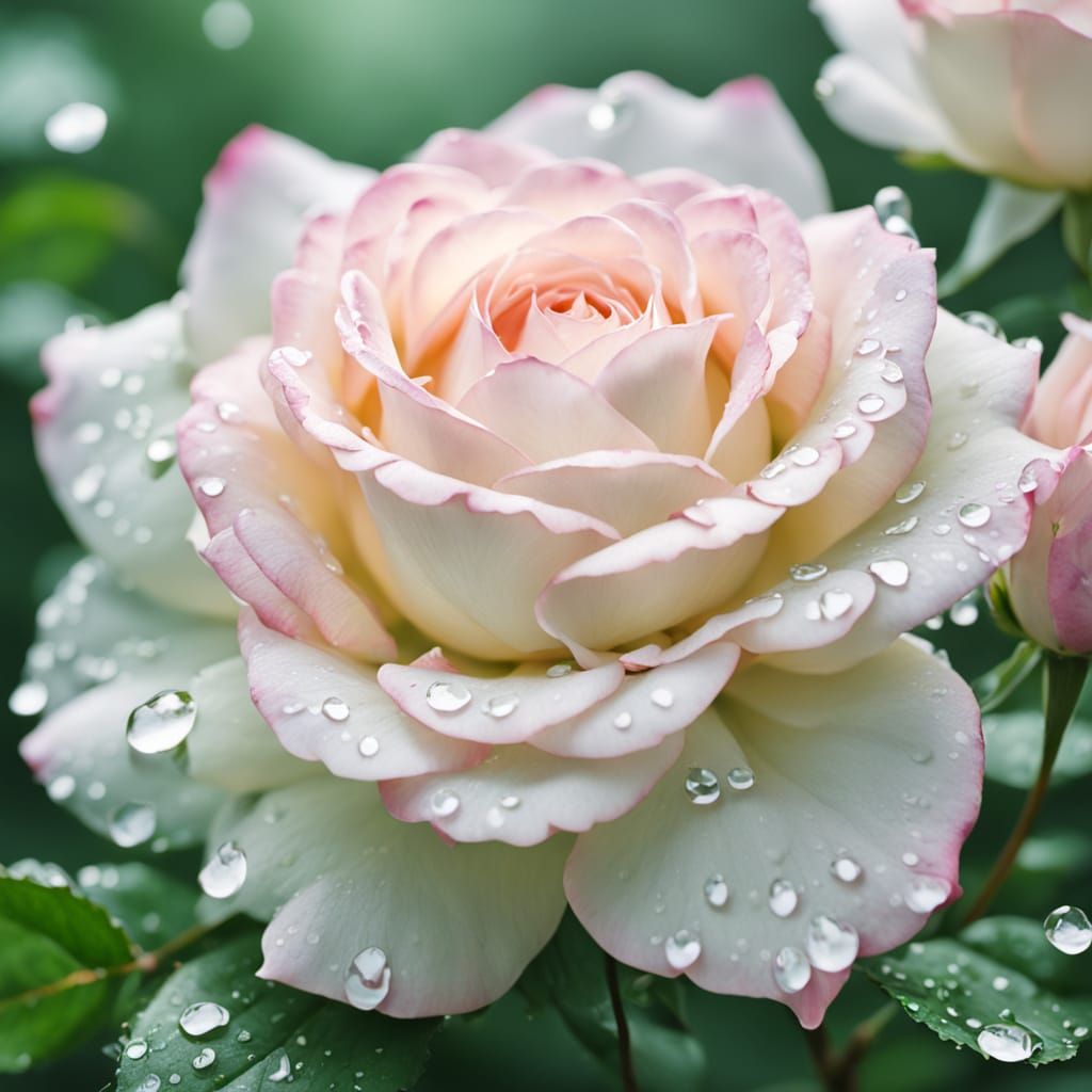 Rain-Kissed Rose: Impressionist Watercolor Macro