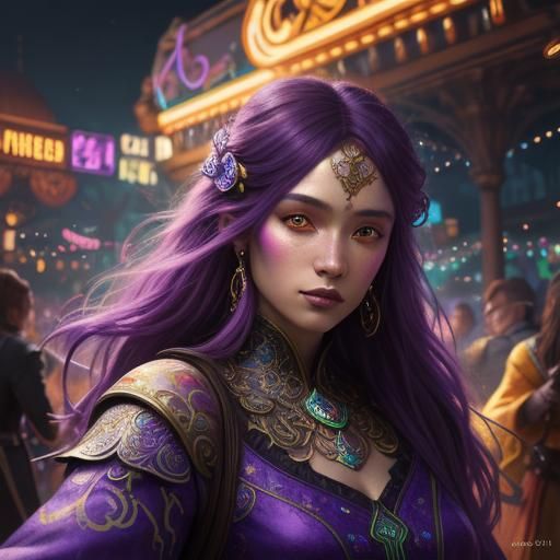 Dreamlike Portrait: Young Woman Dancing in Art Nouveau Style