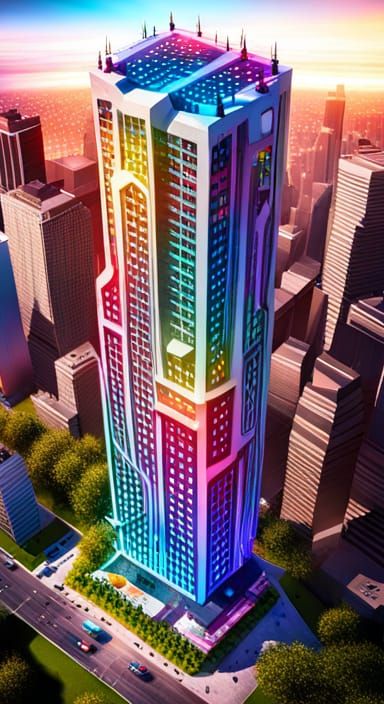 Futuristic Colossal Pod Hotel: Isometric 3D Render