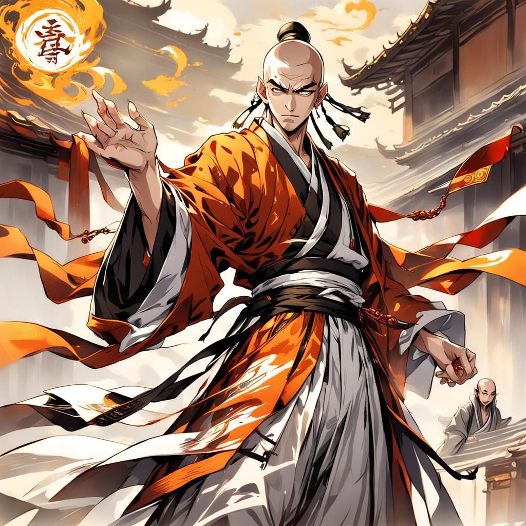 Ancient Chinese Monk in Anime Art Style